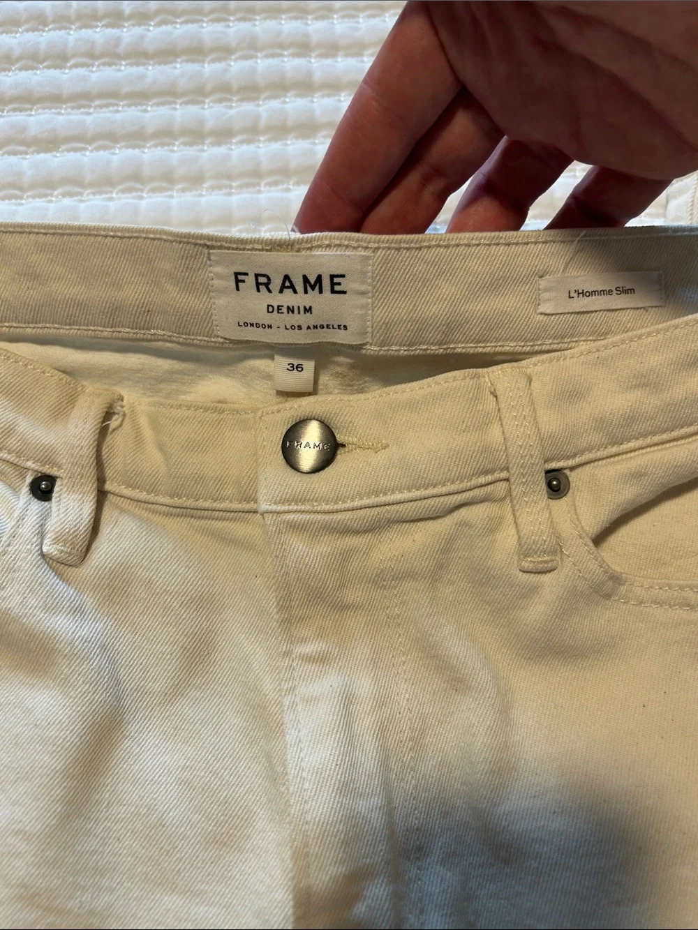 Frame Denim Slim Jeans in Cream